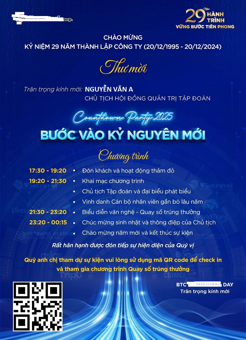 Thiệp mời sau khi hoàn tất